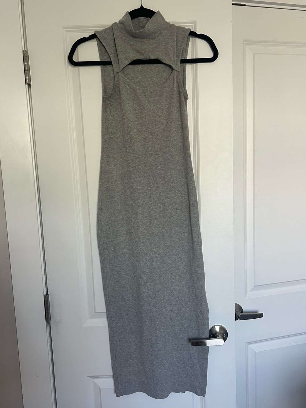 All Saints Grey Sleeveless Cutout Midi Dress